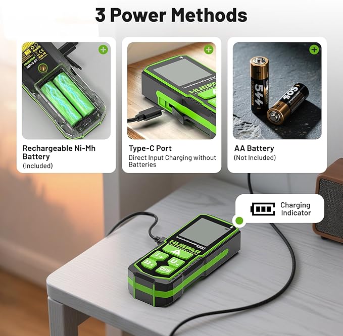 Laser Measuing Tool with Bluetooth APP, 200ft, ±1/16" High Accuracy, Huepar Rechargeable Green Beam Laser Distance Meter Multiple Measurement Modes, IP54 Durable for Home & Construction