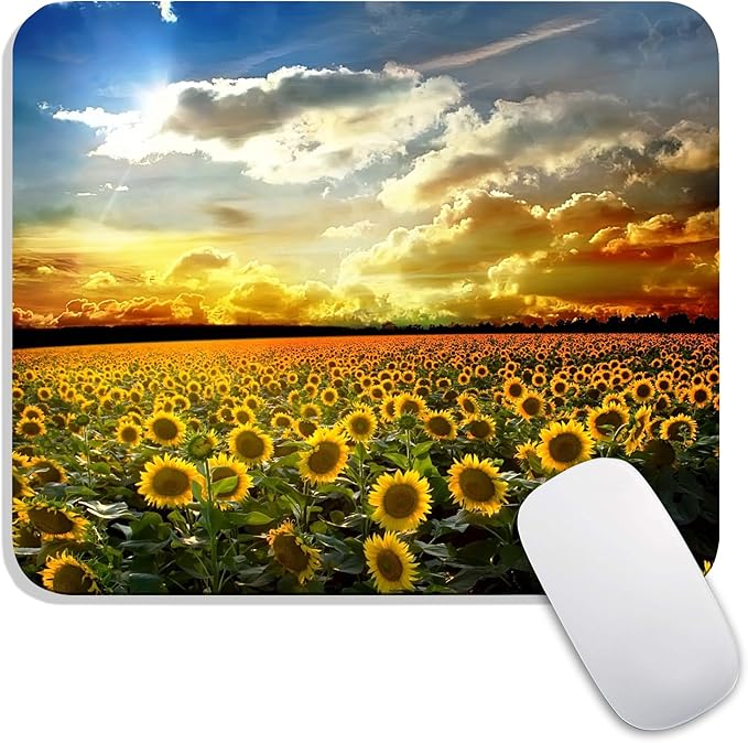 Armanza Square Mouse Pad Sunflower, Personalized Premium-Textured Custom Mouse Mat Design, Washable Mousepad Cloth, Non-Slip Rubber Base Computer Mouse Pads for Wireless Mouse