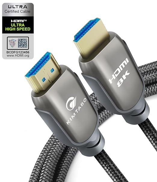 Certified HDMI 2.1 Cable 3ft, Ultra High Speed HDMI Cable, 4K HD 120Hz 144Hz 2K by KIMTABO