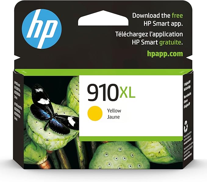 HP 910XL Yellow High-Yield Ink Cartridge | Works with OfficeJet 8010, 8020 Series, OfficeJet Pro 8020, 8030 Series | Eligible for Instant Ink | 3YL63AN