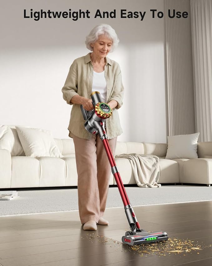 Aipoway Cordless Vacuum Cleaner 580W 50Kpa Vacuum Cleaners For Home, 65 Mins Battery Stick Vacuum Led Panel, Anti-Tangle, Self-Standing, 8-In-1 Lightweight Vacuum For Hardwood Floor/Carpet/Pet Hair -Y