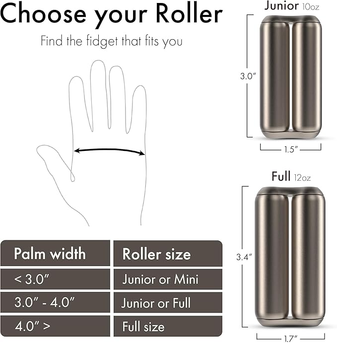 ONO Roller - Handheld Fidget Toy for Adults | Help Relieve Stress, Anxiety, Tension | Promotes Focus, Clarity | Compact, Portable Design (Titanium, Junior Size - Titanium)