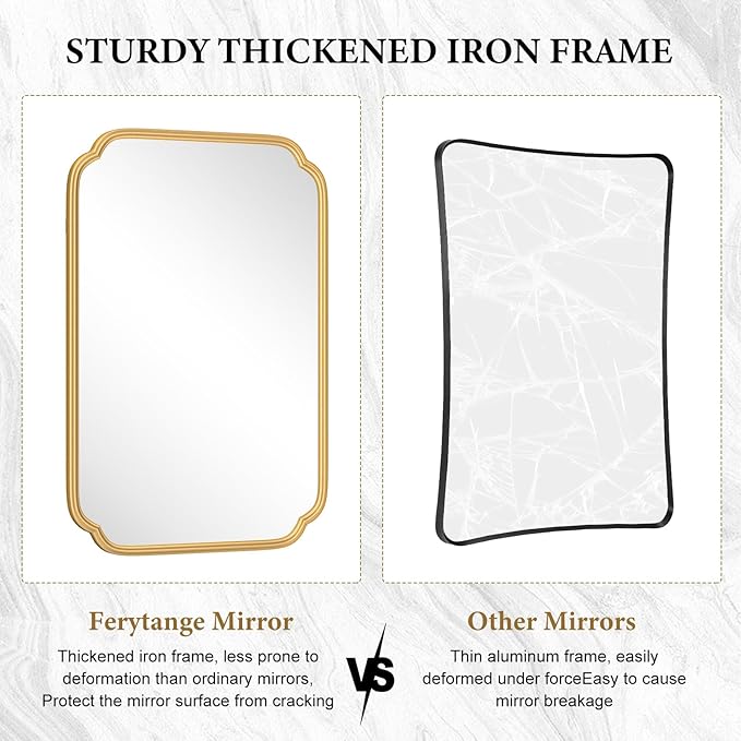 Gold Full Length Mirror with Standing, 65"x22" Rounded Corner Wall Mounted Floor Mirror Leaning Against Wall Dressing Room