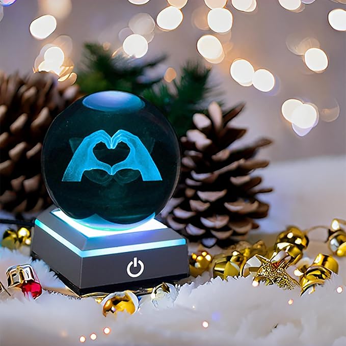 Kopesmsy 3D TayTay Gifts, Cute TS Girl Night Light, 3.15-inch Heart-Shaped Crystal Ball Night Light with LED Colorful Lighting Touch Base, Birthday Mother's Day Christmas Gift