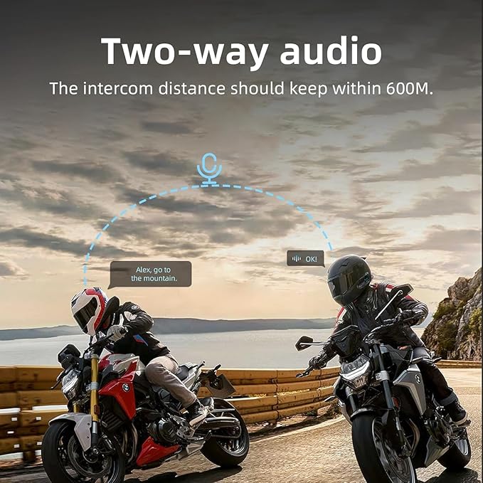 cepkquis Motorcycle Bluetooth Headset Wireless Helmet 2-Way 400M Intercom Headphone with CVC Noise Cancellation Stereo Music IPX6 Waterproof for Half/Open Face Helmet 2 Pack