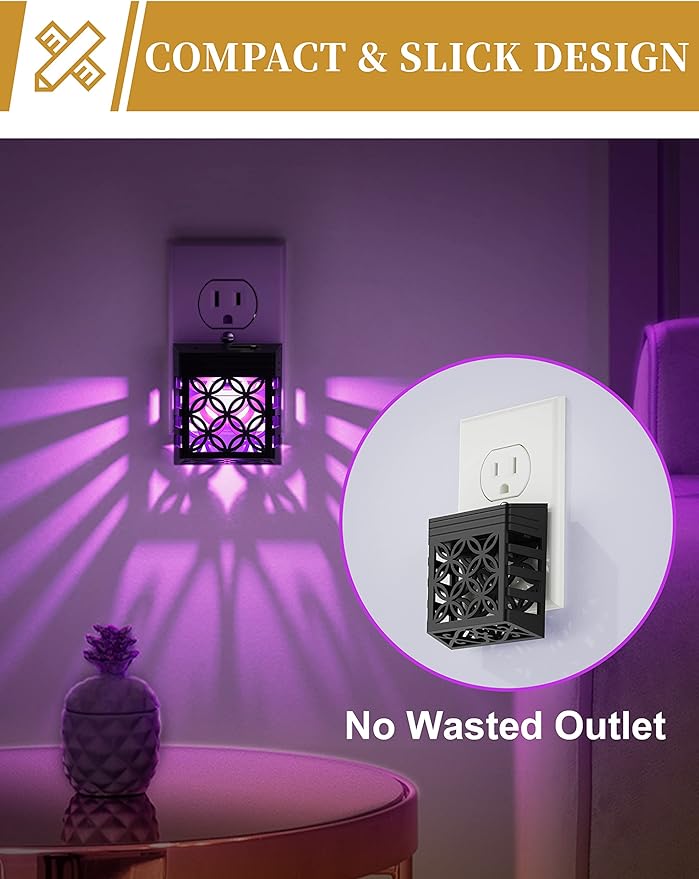 DORESshop Night Lights Plug Into Wall [2 Pack], LED Night Light, Color-Changing, Plug in Night Light, 8 Color RGB, Dusk-to-Dawn, Night Light for Kids, Nightlights for Children, Baby, Nursery, Kitchen