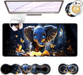 BFUKVOU Large Keyboard Mouse Pad Set, Extended Mouse Pad+Keyboard Wrist Rest Support, Memory Foam Ergonomic Easy Typing, 4Pcs (31.5×11.8 in) Desk Pad Set for Office Home,Cute Elephant with Butterflies