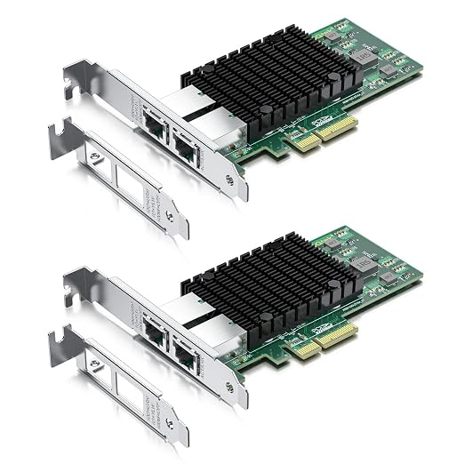 10Gtek 10Gb PCI-E NIC Network Card, Dual Copper RJ45 Port, by 10Gtek