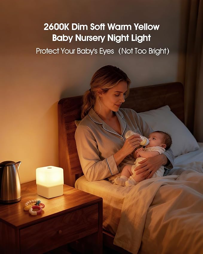 Soft Warm Night Light for Baby Nursery/Breastfeeding/Sleep Aid, Small Touch Lamps for Nightstand/Bedside, Fun Liftable/Rechargeable/Dimmable/2600K/Cordless, NightLight for Kids and Adults' Bedroom