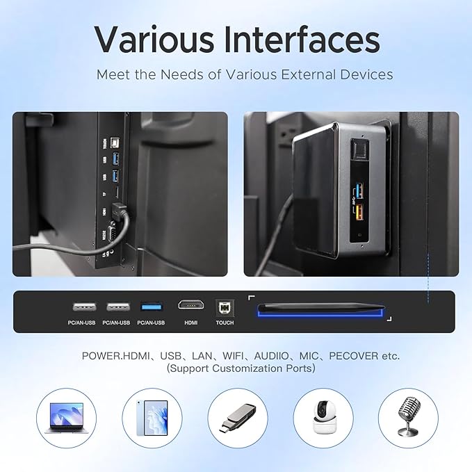 YIXZSWD Smart Board,55 Inch Interactive Whiteboard 4K Touchscreen Built in Ultra High Definition Camera Open App Ecosystem, Digital Presentation Electronic Smart WhiteBoard for Classroom Home Office