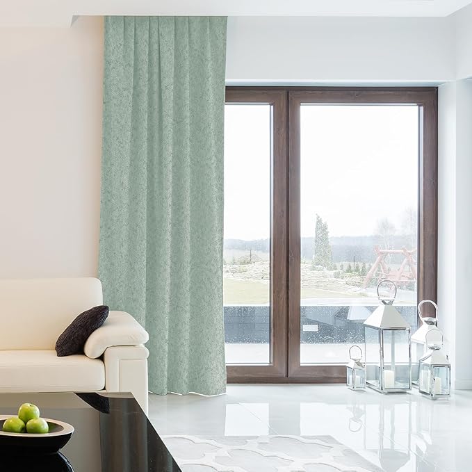SmartWings Automatic Curtain Opener with Drapery, Motorized Vertical Blinds with Remote, Electric Closet Doors Sliding Panels Compatible with Alexa Google Homekit, 90% Blackout Light Green