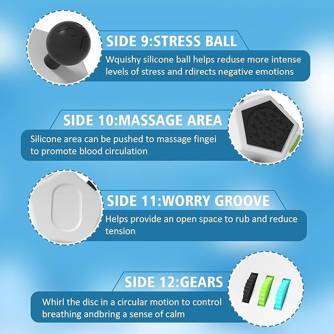 Fidget Dodecagon –12-Side Fidget Toys Cube Relieves Stress and Anxiety Anti Depression Travel Toy Christmas Stocking Stuffers Gifts for Children and Adults(A2 White)