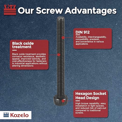 Kozelo 50pcs Socket Head Cap Screws - [M2.5-0.45 x 18mm] 304 Stainless Steel Allen Socket Drive for Electrical Motor 3D Printing Fan Engine Replacement Use, Black