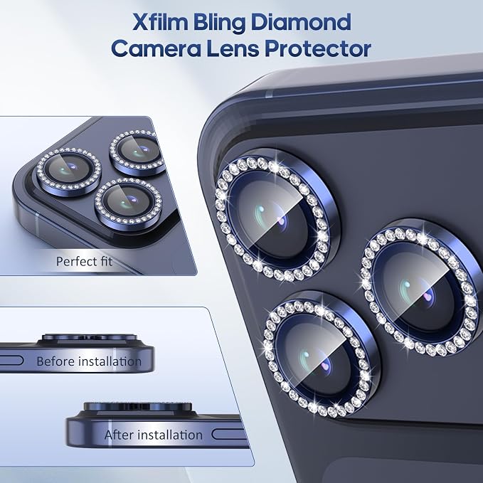 for iPhone 17 Pro / 17 Pro Max Camera Lens Protector Bling, Individual Diamond - Image 5