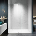 Shower Glass Panel, 34" W x 78.75" H Fixed Shower Screen Panel with 3/8"(10mm) SGCC Clear Tempered Glass, Frameless Walk in Shower Door for Bathroom (Chrome, 34" W x 78.75" H)