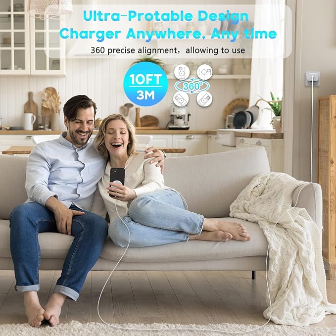 [Apple MFi Certified]Magnetic Wireless Charger for iPhone 17 16 15,10FT Fast Mag Safe Wireless Charging Pad with 20W USBC Charging Block for iPhone 17/Air/16 Pro Max/16 Pro/15/14/13/12,AirPods 3/Pro 2