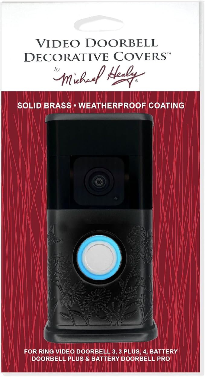 Garden Video Doorbell Cover (Compatible with Ring 3, 3 Plus, 4, Battery Plus, and Battery Pro) (Matte Black)