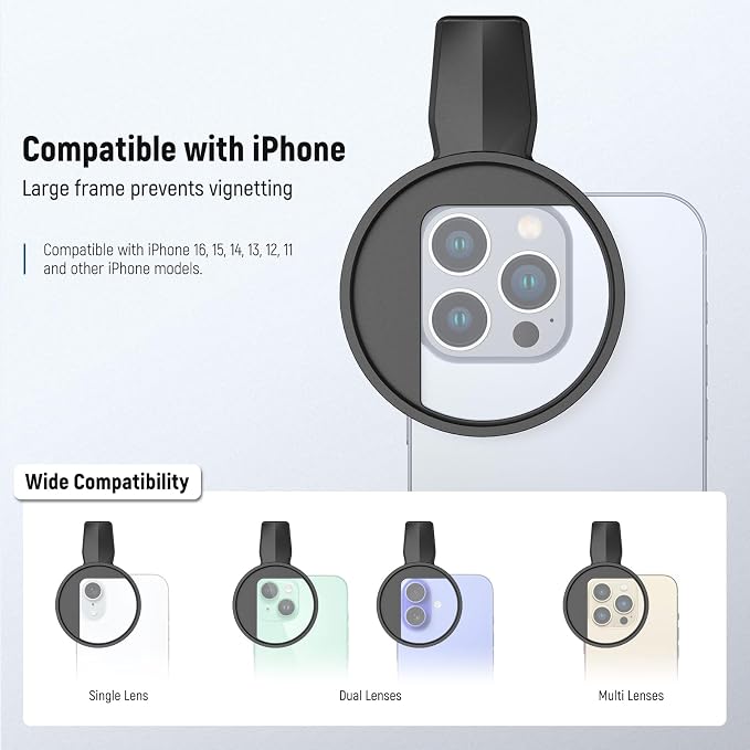 NEEWER 67mm Clip On CPL Filter, Circular Polarizing Polarizer Phone Camera Lens - Image 2