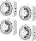 G-Homa Timers for Electrical Outlets 4 Packs,24 Hour Indoor Plug-in Mechanical Timer,30 Minute Intervals, Daily On/Off Cycle,1 Polarized Outlet, for Grow Light,Christmas Lights, Lamps ETL Listed