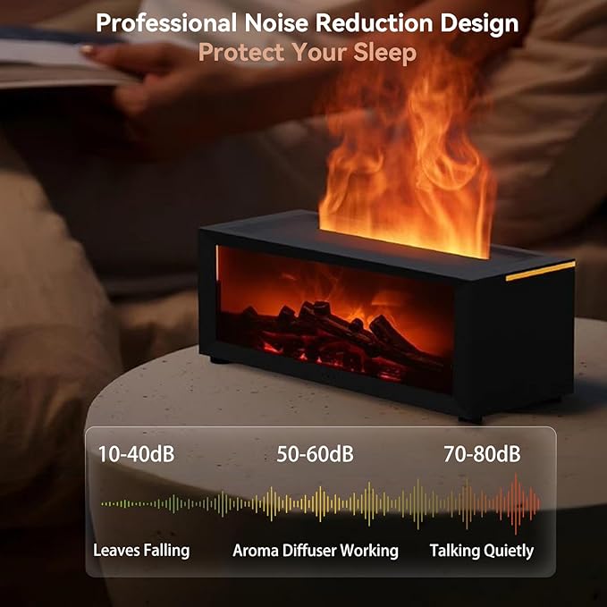 Essential Oil Diffuser, 7 Colors Flame Fireplace Diffusers and Humidifier, 150ml Fire Flame Aromatherapy Diffuser with Remote Control Ultrasonic Air Humidifier with Timer for Room Office