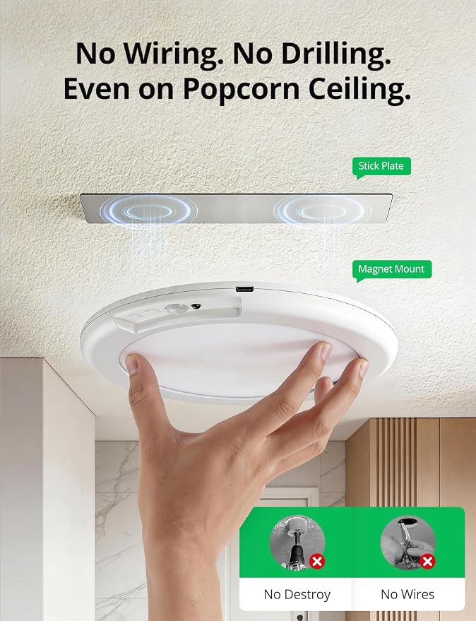 Bojim Wireless Waterproof Shower Light Rechargeable Motion Sensor Closet - Image 3