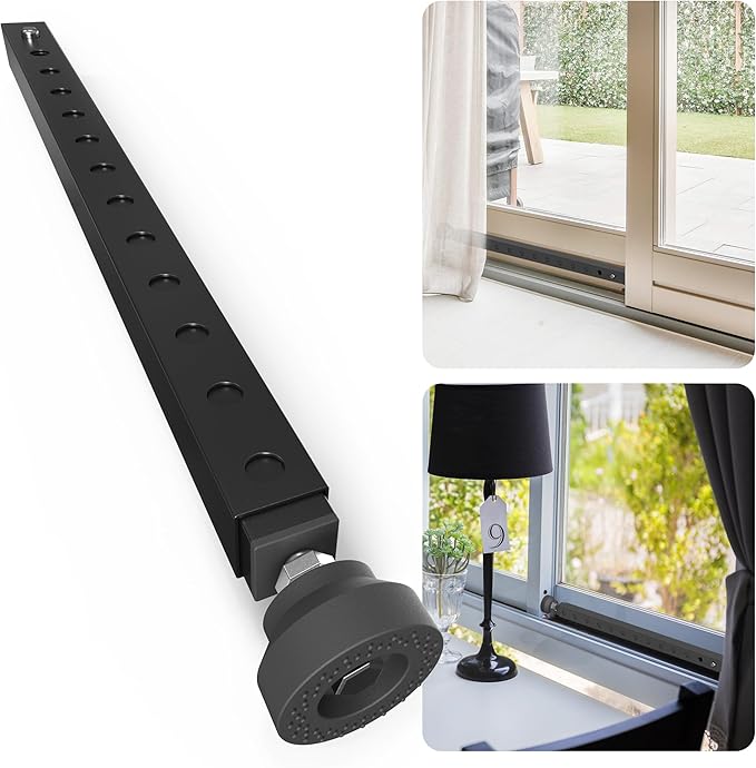Gadgetzan Adjustable Window Security Bar,17-33 Inch Sliding Door Security Bar Lock with Rubber Base,Window Stopper for Patio Sliding Glass Door/Sliding Window/Anti-Theft/Child Safety (Black - 1 Pack)