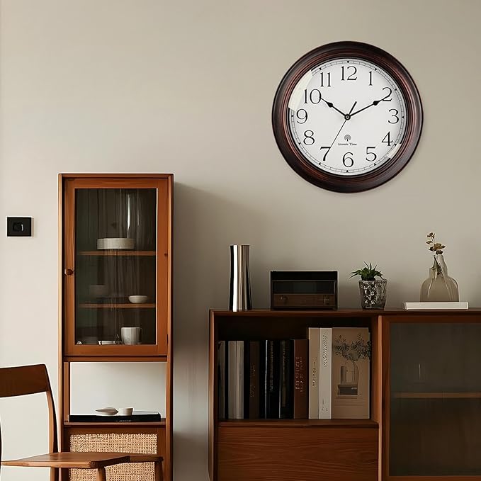 KECYET Atomic Wall Clock 10 Inch, Silent Non-Ticking Vintage Clock Battery Operated Classic Analog Decorative for Kitchen, Living Room, Office, Bedroom, Bathroom (Bronze)