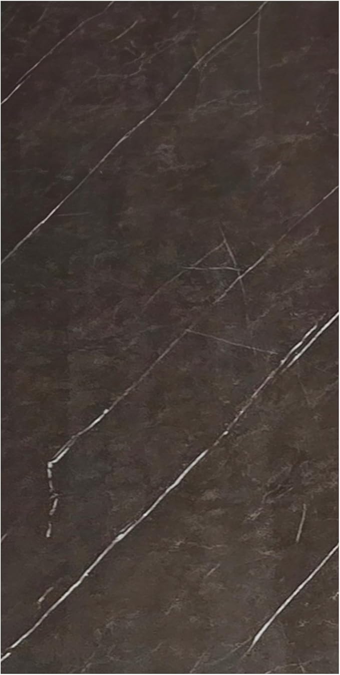 Dundee Deco Faux Marble Wall Panels - Sample - Glossy, Waterproof Indoor Wall Cladding - Chocolate Brown, White Veins - Sample 6" x 6"