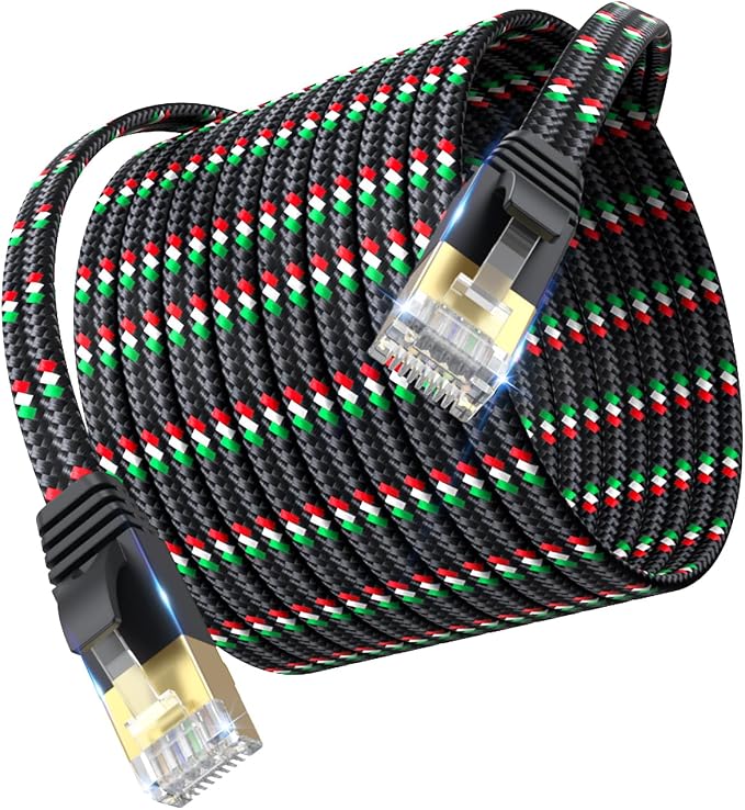 SNANSHI Short Ethernet Cable, Cat 7 Flat Ethernet Cable 3 ft Nylon Braided by SNANSHI