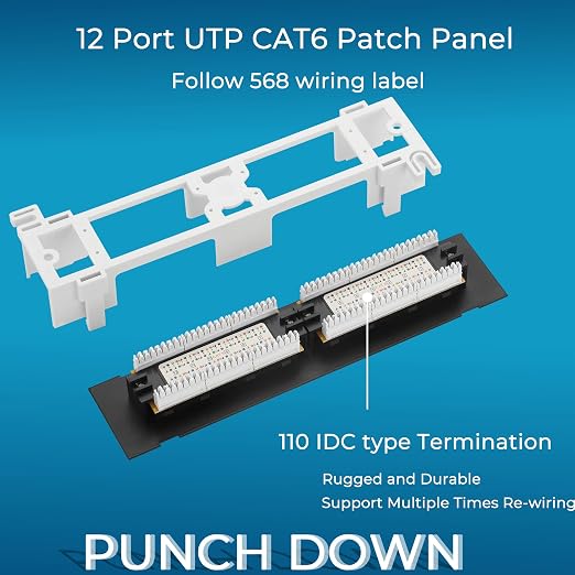 Rapink Patch Panel 12 Port Cat6 10G Support, Network Patch Panel UTP 10-Inch - Image 5