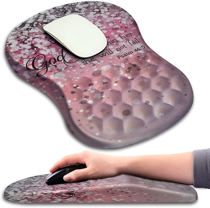 KUOSGM Mouse Pad Wrist Support, Ergonomic Mouse Pad with Massage Dot, Comfortable Computer Mouse Pad for Laptop, Wrist Rest Pain Relief Mousepad with Non-Slip PU Base for Office & Home, 12 x 8 in
