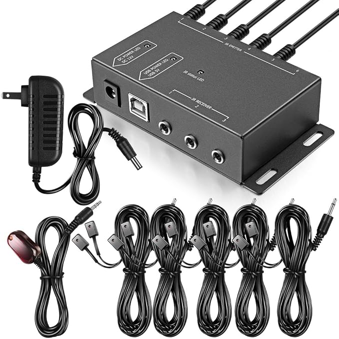 ICESPRING Infrared Repeater System IR Repeater Kit Control Up to 10 Devices Hidden IR System Infrared Remote Control Extender Kit