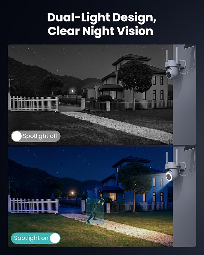 CAMSTRO 4K Security Cameras Wireless Outdoor No Subscription, 360° PTZ Home Security Cameras System, 64G Local Storage Home Hub, Human/Vehicle/Pet Recognition AI, Color Night Vision, 2 Cam-Kit