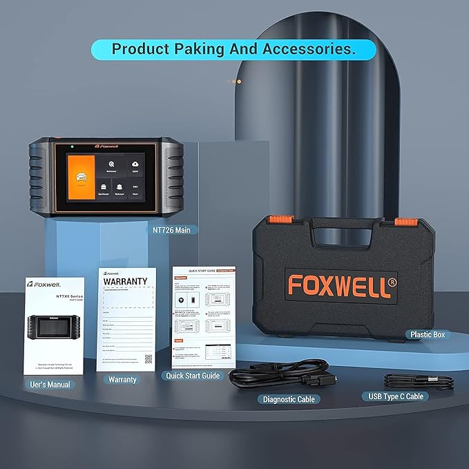 2026 FOXWELL NT726 OBD2 Scanner All System Bidirectional Scan Tool, 12+ Service Resets, Scan Tool with ABS Bleeding, Oil Reset, Injector Coding, SAS & TPMS, Lifetime Free Software Updates