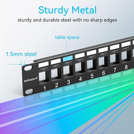 Sokqovt 12 Port Mini Blank Keystone Patch Panel - Image 4