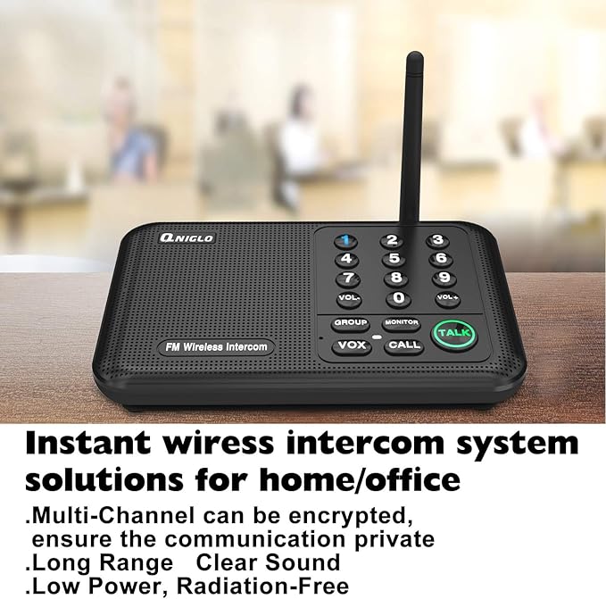 Intercoms Wireless for Home, 5280 Feet Long Range Wireless Intercom System for House, 10 Channels Intercoms System for Business, Room to Room Intercom System with Monitor for Elderly LD666-3P
