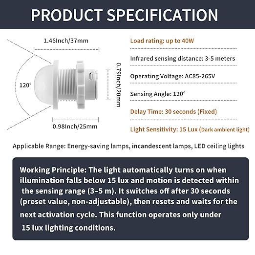 3 Packs Motion Sensor Light Switch, PIR Sensor Smart Detection Switch, 85-265V - Image 3