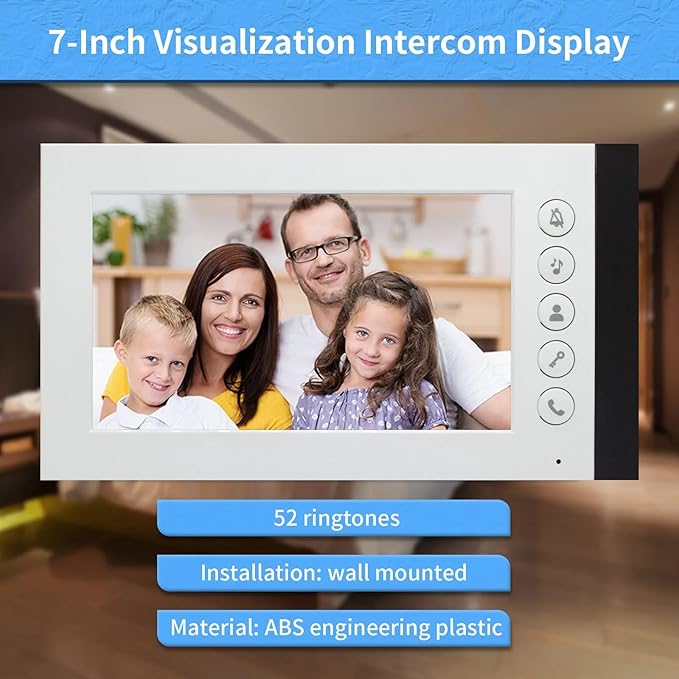 Wired Video Multifamily Apartment Intercom System,2/3/4/6/8/10/12 Units 7 inch Monitor Video Door Phone Kit,Video Doorbell, ID Card Unlock, 2 Way Audio for Home (1 doorbell + 10 Monitor)