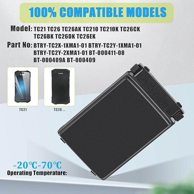 GsevPuek 5260mAh TC26 Replacement Battery, for Zebra TC21 TC26 TC26AK TC210 TC210K Barcode Scanner,BT-000409A BT-000409B BTRY-TC2X-1XMA1-01 BTRY-TC2Y-2XMA-1A BT-000411-08.