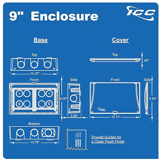 ICC 9” Plastic Structured Wiring Enclosure with Cover, Media Enclosure with CAT6 8-Port PoE++, 1x8 Bridged Telephone RJ31X, & 1x6 Video, Cable Management Box, UL Listed TAA Compliant, ICRESDC9PK