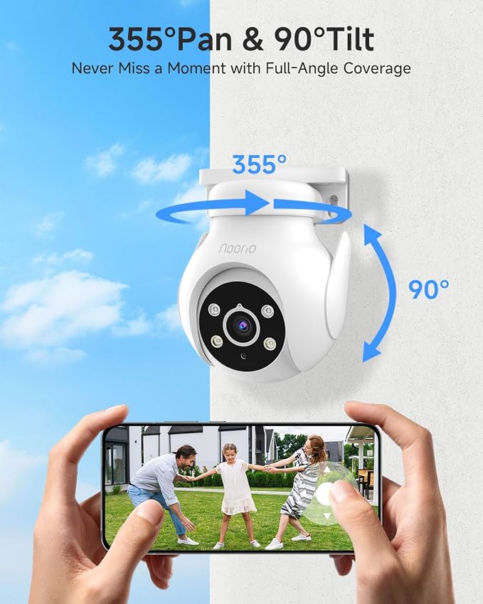 Noorio 2K Security Camera Outdoor 360° Pan/Tilt, Two Way Talk Wired Outdoor - Image 3