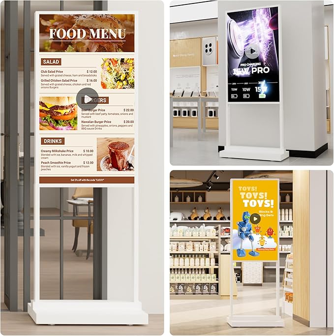 Canlarriz 43 Inch 4K Touchscreen Kiosk, Indoor Capacitive Touch Floor Standing Digital Signage Displays, Advertising Display LCD Kiosk, UHD Interactive Display Poster Android System, HDMI/USB/WiFi