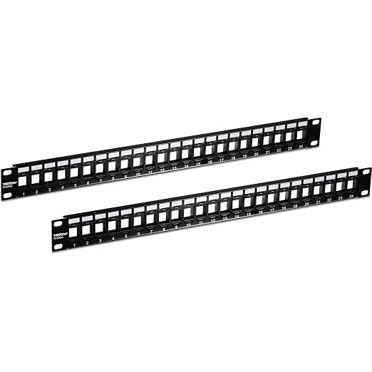 TRENDnet 24-Port Blank Keystone 1U Patch Panels, 1U 19" Metal Rackmount Housing by TRENDnet