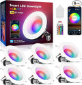VANANCE Smart Can Light 6 Inch, WiFi & Bluetooth LED Downlight 6Pack, Multicolorred, Dimmeble, 2700K-6500K CCT Selectable, RGBCW Remote LED Recessed Lighting Compatible with Alexa Google Home