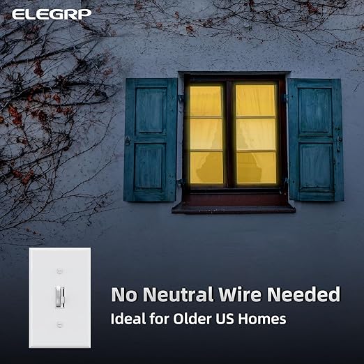 ELEGRP Digital Toggle Dimmer Switch for Dimmable LED, CFL and Incandescent Light Bulbs, Single Pole or 3-Way Toggle LED Dimmer Light Switch, Wall Plate Included, UL Listed, 6 Pack, White