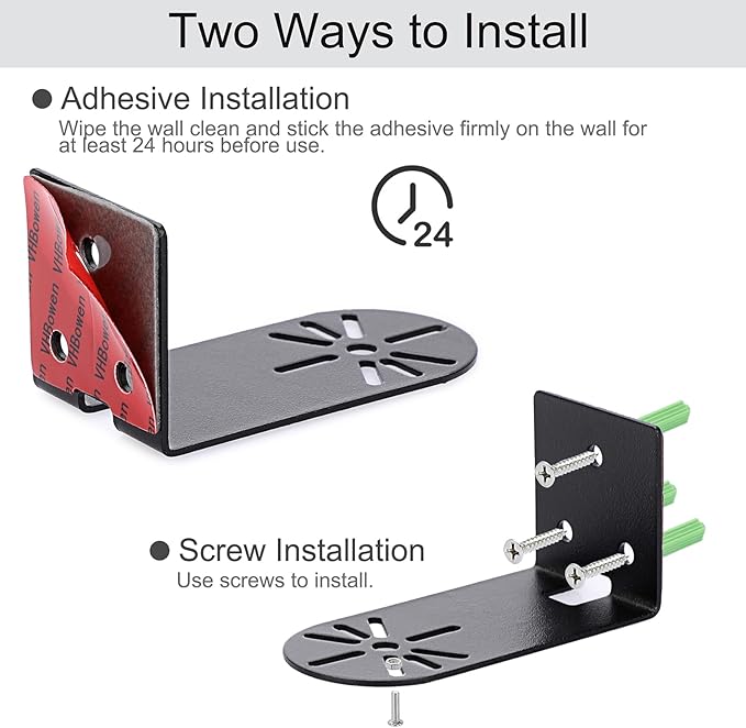 Sumnacon 3PCS Wall Mount Camera Shelf- Metal Small Wall Shelf with Adhesive,Universal Small Floating Shelf for Security Cameras, Speakers,Black