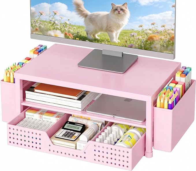 OPNICE Desk Organizers and Accessories, 2-Tier Computer Monitor Stand Riser by OPNICE