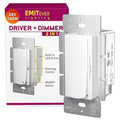 Dimmer Light Switch & 24V 160W Dimmable LED Driver 2 in 1, UL Listed Single-Pole or 3-Way Slide Dimmer Switches for Led Strip Lights,120VAC to 24VDC Power Supply for Low Voltage Project, Glossy White