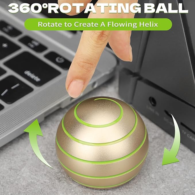 Luminous Desk Spinning Toys for Kids Adults, Metal Kinetic Stress Ball, Optical Illusion Fidget Spinner, Glow in The Dark Fingertip for Office Classroom, Stress Relief Anti Anxiety Birthday Gifts