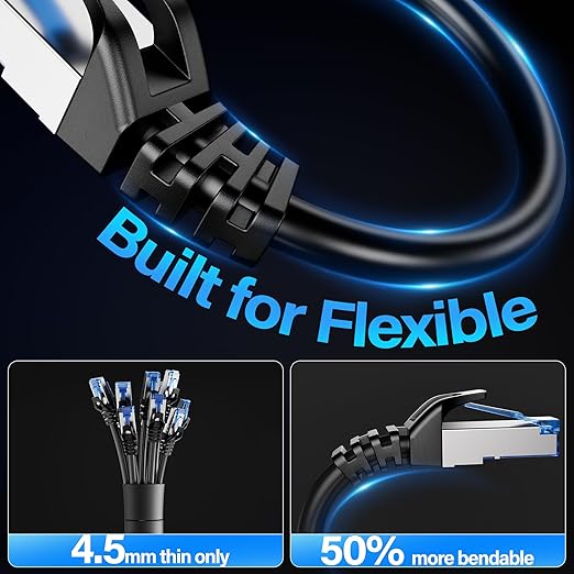Cat6A Ethernet Cable Shielded 10Gbps 75 ft, Slim Shielded Ethernet Cable Cat 6 - Image 4